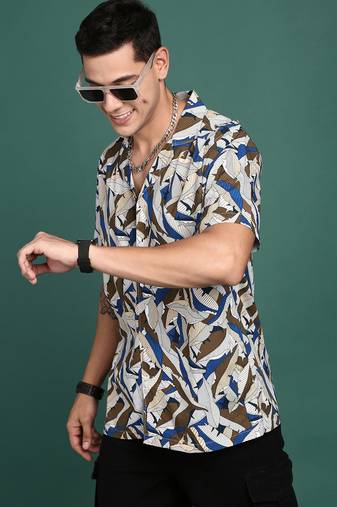 men's cuban collar floral multi relaxed fit shirt