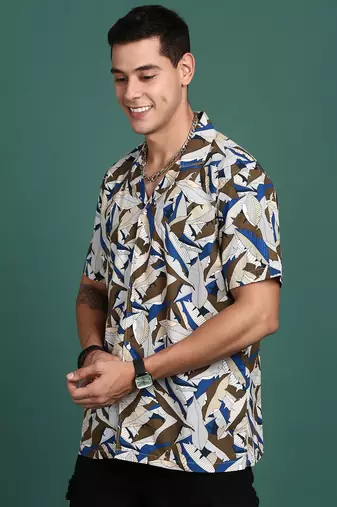 men's cuban collar floral multi relaxed fit shirt
