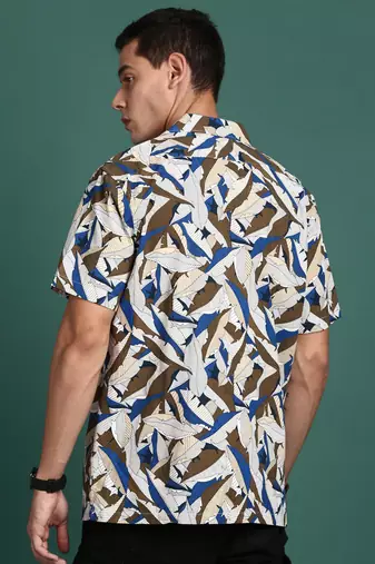 men's cuban collar floral multi relaxed fit shirt