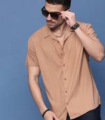 men's orange cuban collar relaxed fit shirt