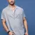 men's blue solid cuban collar relaxed fit shirt