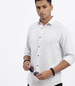 men's white striped slim fit shirt
