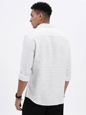 men's white striped slim fit shirt 4