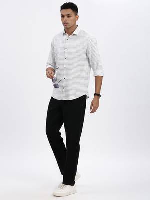 men's white striped slim fit shirt 5