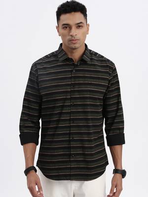 men's black striped slim fit shirt 2