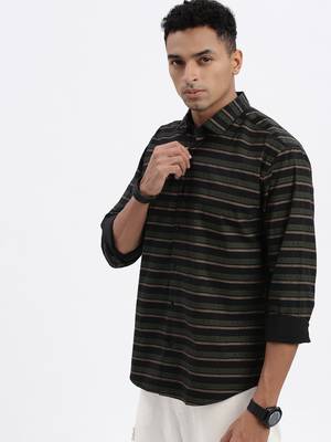 men's black striped slim fit shirt 3