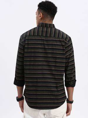 men's black striped slim fit shirt 4