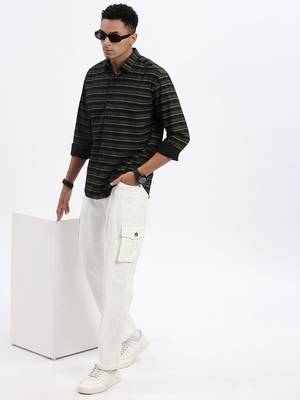 men's black striped slim fit shirt 5