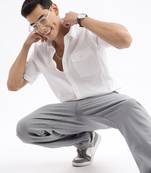 men's long sleeves solid slim fit white shirt