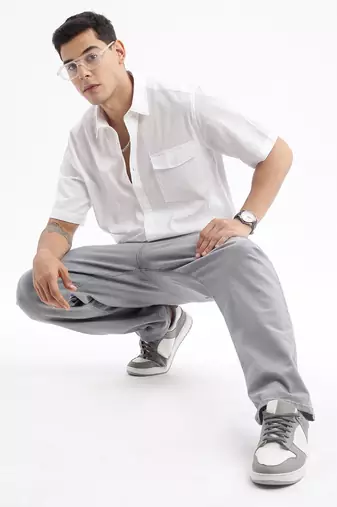 men's long sleeves solid slim fit white shirt