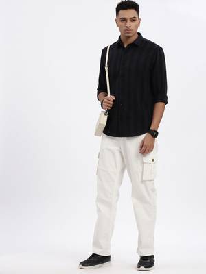 men's navy blue striped slim fit shirt 5