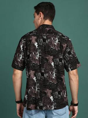 men's graphic black slim fit shirt 4