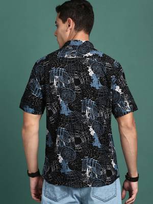 men's graphic black slim fit shirt 4