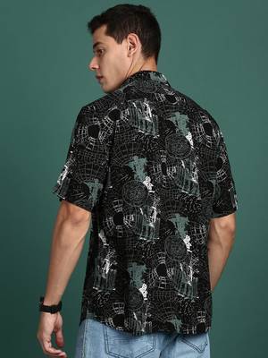 men's graphic black slim fit shirt 4