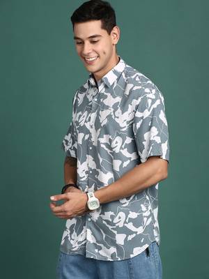 men's abstract grey slim fit shirt 3