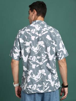 men's abstract grey slim fit shirt 4