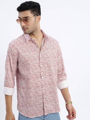 men's brown micro ditsy slim fit shirt 1
