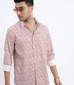 men's brown micro ditsy slim fit shirt