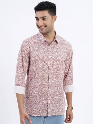 men's brown micro ditsy slim fit shirt 2