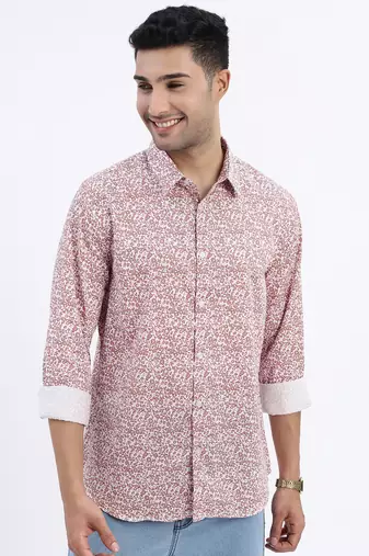 men's brown micro ditsy slim fit shirt