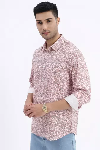 men's brown micro ditsy slim fit shirt