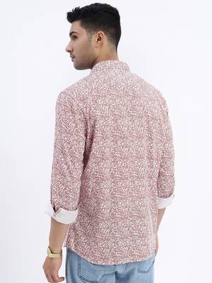 men's brown micro ditsy slim fit shirt 4
