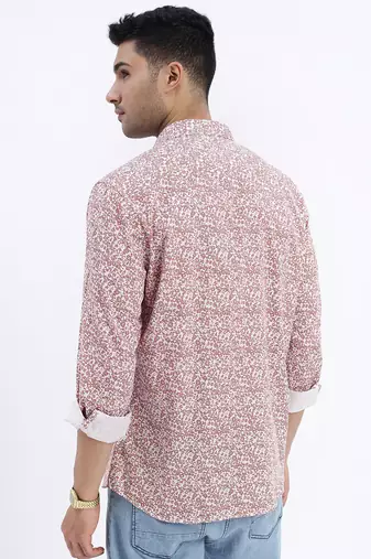men's brown micro ditsy slim fit shirt