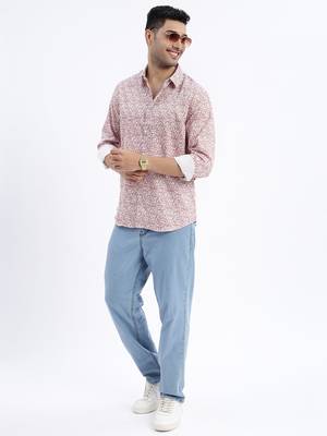 men's brown micro ditsy slim fit shirt 5