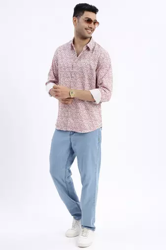 men's brown micro ditsy slim fit shirt