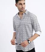 men's white micro ditsy slim fit shirt