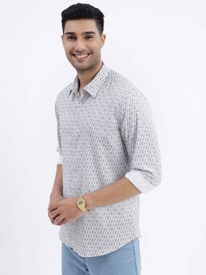 men's white geometric slim fit shirt 3
