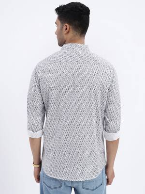 men's white geometric slim fit shirt 4