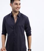 men's navy blue micro ditsy slim fit shirt