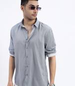 men's navy blue micro ditsy slim fit shirt