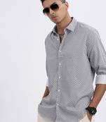 men's navy blue micro ditsy slim fit shirt