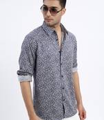men's navy blue micro ditsy slim fit shirt