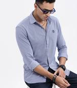 men's blue checked slim fit shirt