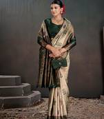 Silk Blend Zari Weaving With Copper Zari Border And Pallu Saree With Blouse For Women