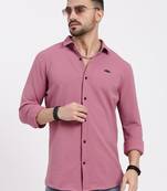 men's pink solid slim fit shirt