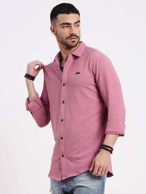 men's pink solid slim fit shirt 3