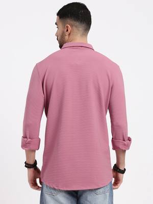 men's pink solid slim fit shirt 4