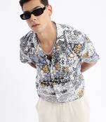 men's cuban collar abstract relaxed fit multi shirt