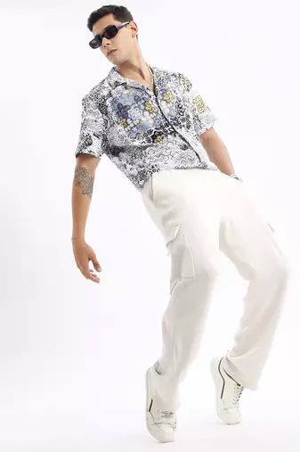 men's cuban collar abstract relaxed fit multi shirt