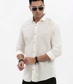 men's cream striped slim fit shirt