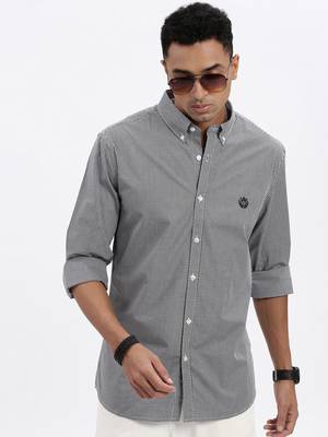 men's black checked slim fit shirt 1