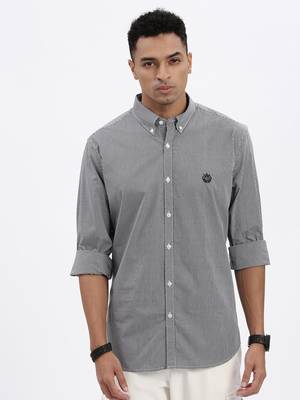 men's black checked slim fit shirt 2