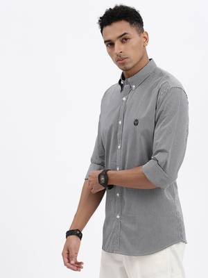 men's black checked slim fit shirt 3