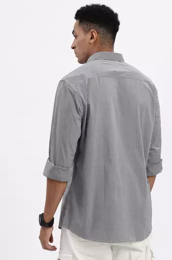 men's black checked slim fit shirt