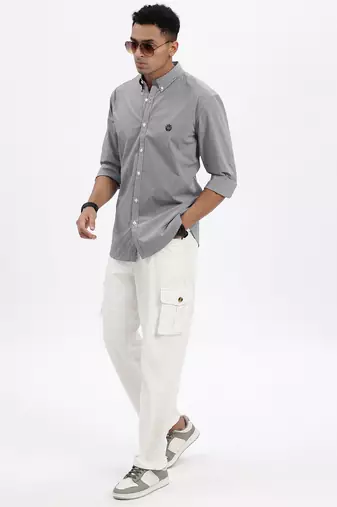 men's black checked slim fit shirt