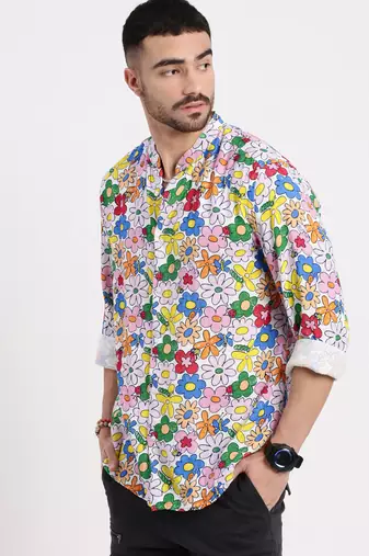 men's multi printed slim fit shirt